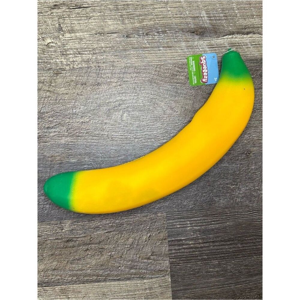 VIRAL Sunny Days Banana Squishy Stress Fidget Toy - Yellow & Green